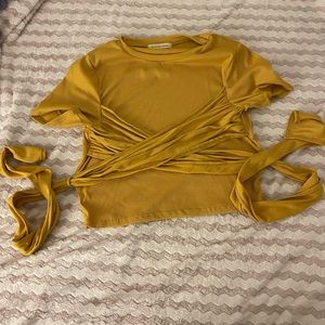 One and Only waist flattering mustard blouse.